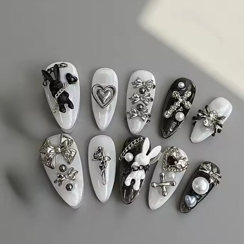 Black and White Gothic Nail Art Set